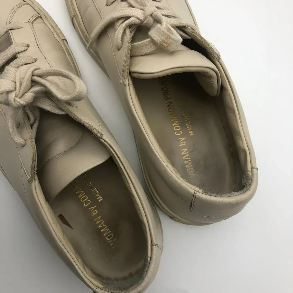 Woman By Common Projects Achilles Leather Sneakers EU‎ 36 US 6 Beige Cream Low